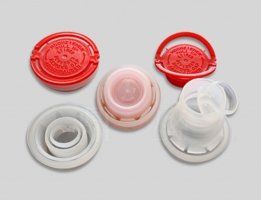 42MM Red Plastic Anti Glug Pull Up Cap With English Text For Metal Can